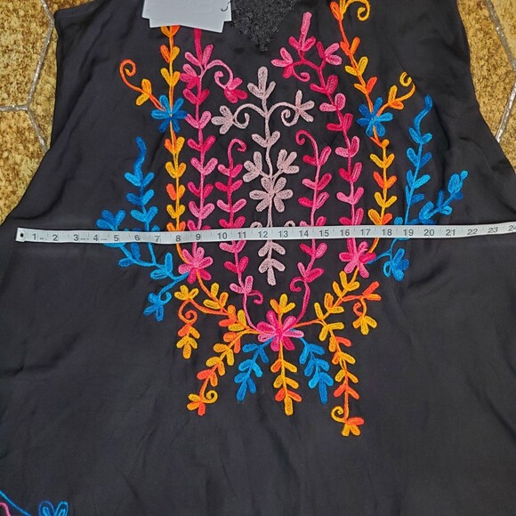 Exist Multicolored Rayon Embroidered Dress Beach Cover-up Free Size Travel - Picture 6 of 9